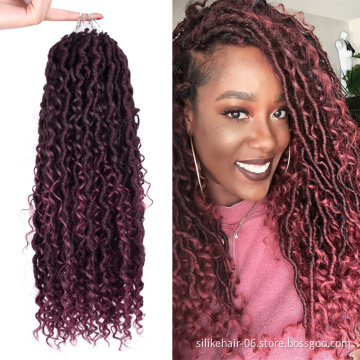 Crochet hair with Curly Ends River Locs New Boho Goddess Locs Crochet Hair 18 inch Hippie Faux Locs Wavy Crochet Curly Hair
